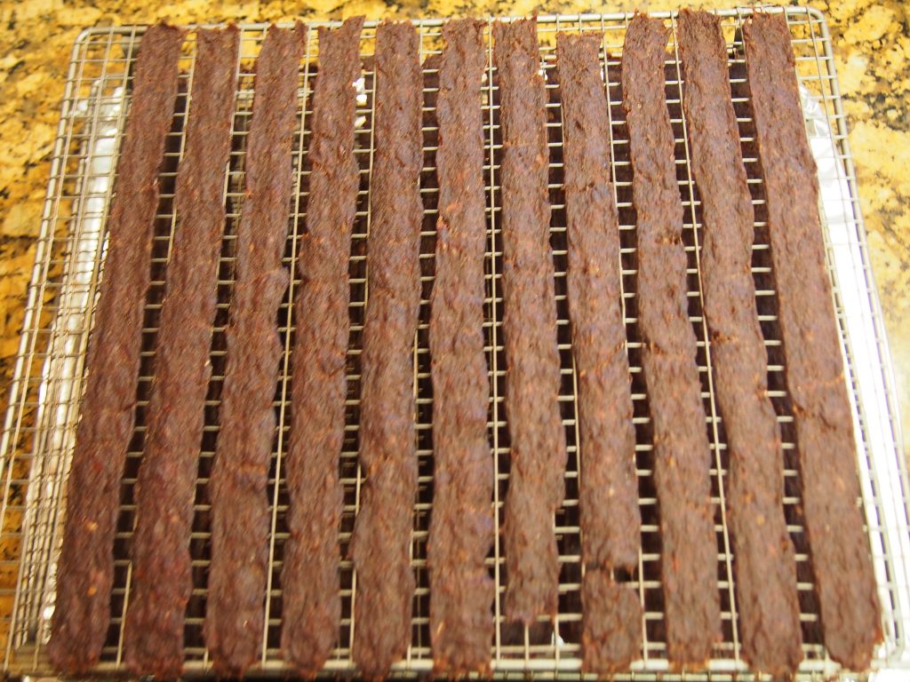 The finished results of this turkey jerky recipe.