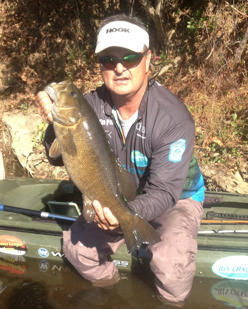 River smallmouth bass caught on a spinnerbait.