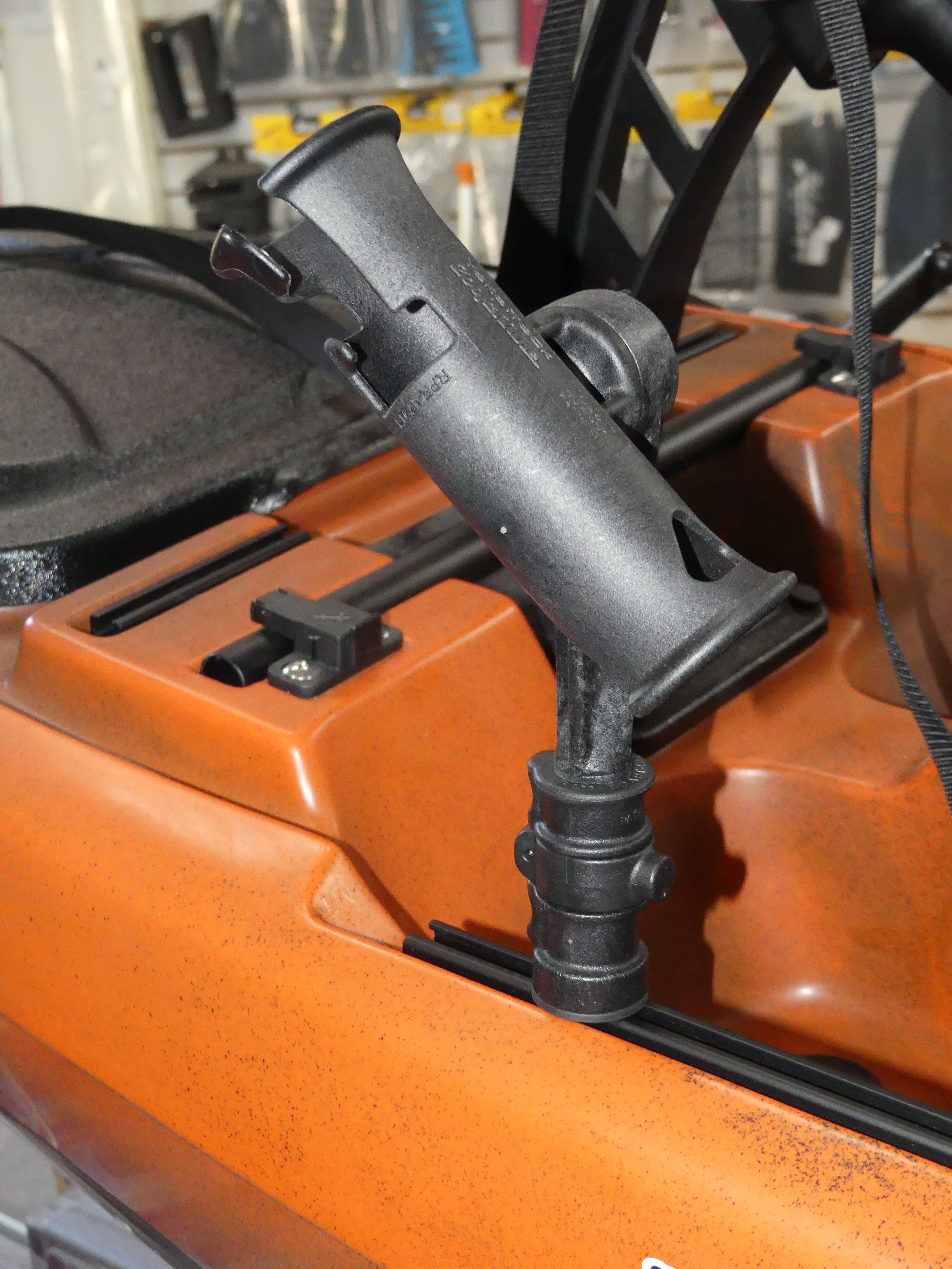 These are totally adjustable, and the tracks are good for not just rod holders, but for a wide range of additional kayak fishing gear that will fit the tracks.