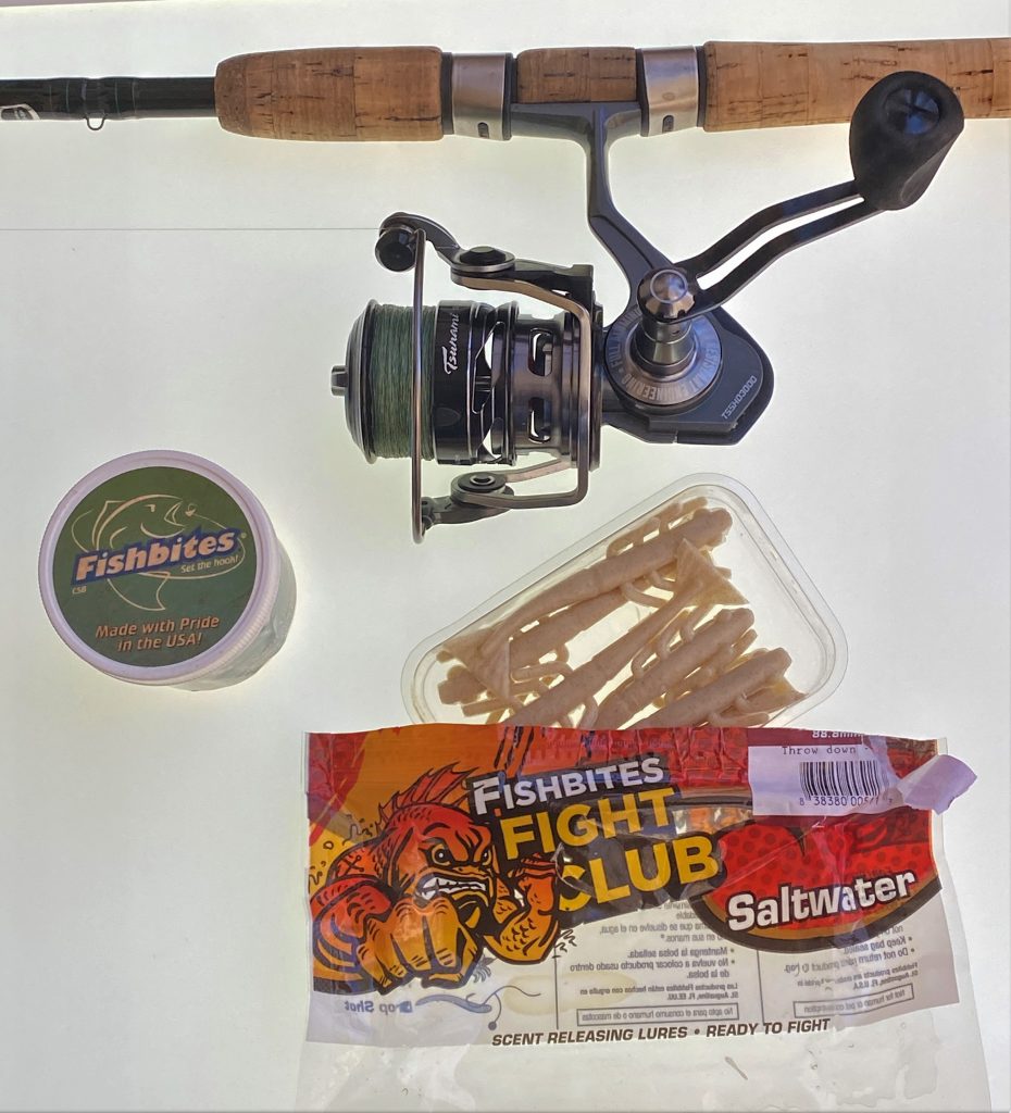 flounder reel and bait