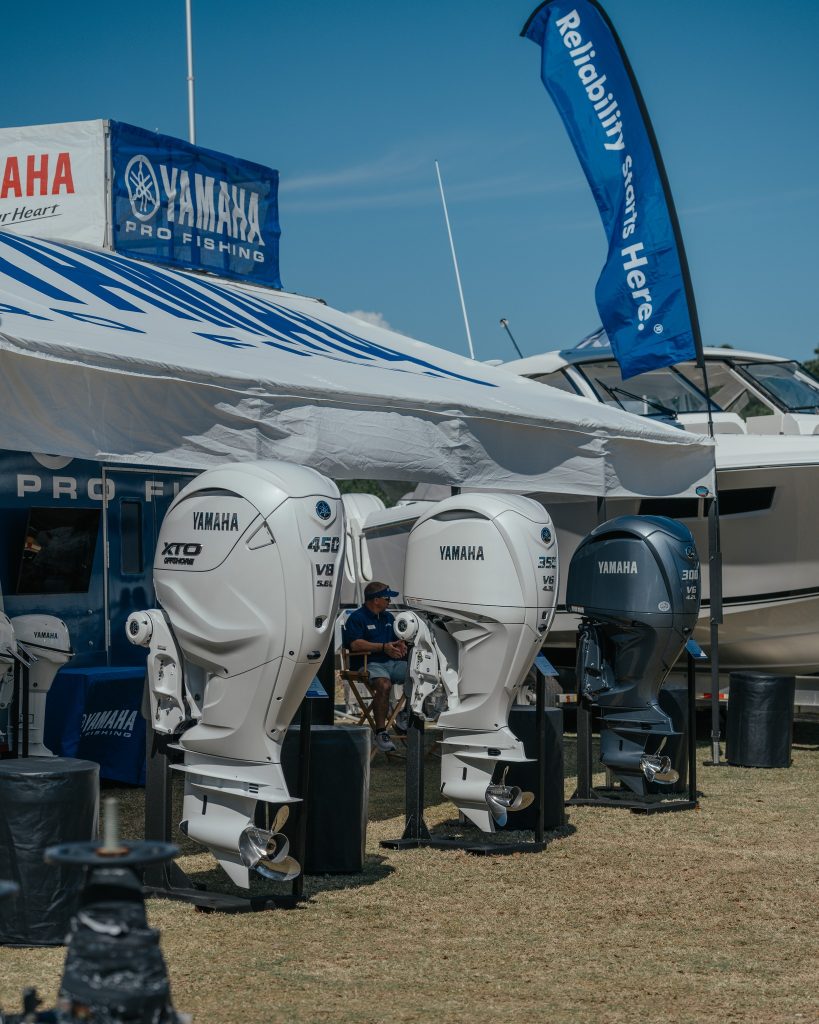 outboard motors on display at The Emerald Coast Boat And Lifestyle Show